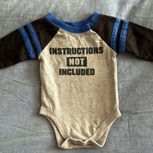 Long-Sleeve Baby Onesie Bodysuit 0-3 Months - “Instructions Not Included”